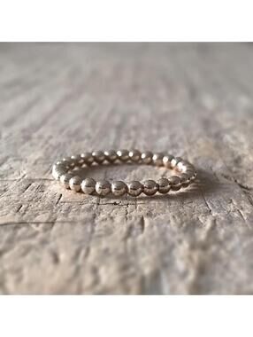14K Gold Filled Beaded Ring. Handmade Minimalist Stacking Ring.